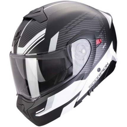 Scorpion Exo-930 Evo Sikon Negro Mate/Blanco/Plata Casco Modular Moto