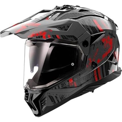 LS2 MX702 Pioneer II Crazy Matt Black Red Casco de Motocross