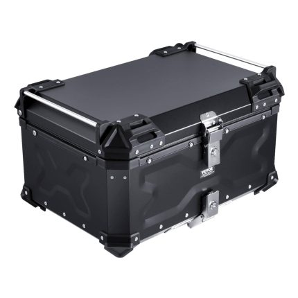 VEVOR Baúl Superior para Motocicleta 65 L Revestimiento Cuero 588 x 444 x 348 mm